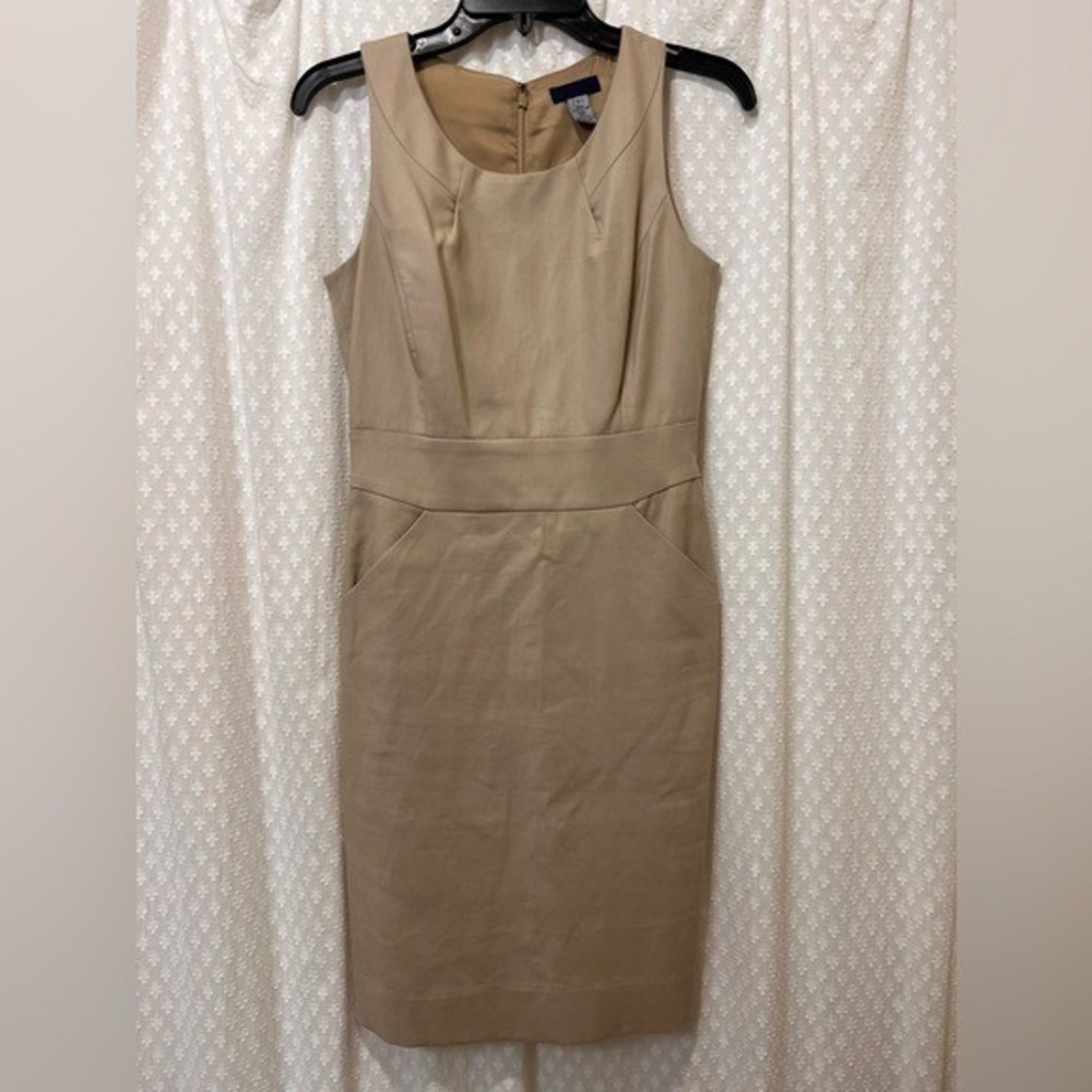 Corpcore Preppy J.Crew Womens Tan Khaki Cotton Sleeveless Sheath Dress Size 2